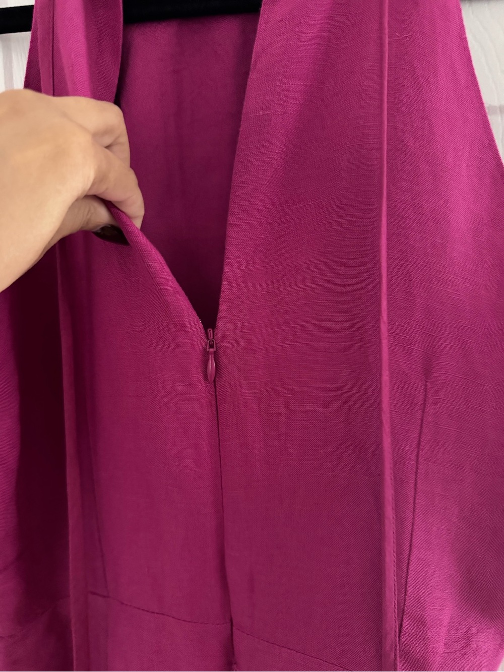 Anthropologie Fuchsia Halter Wide-Leg Jumpsuit with Lace Trim - Picture 10 of 11